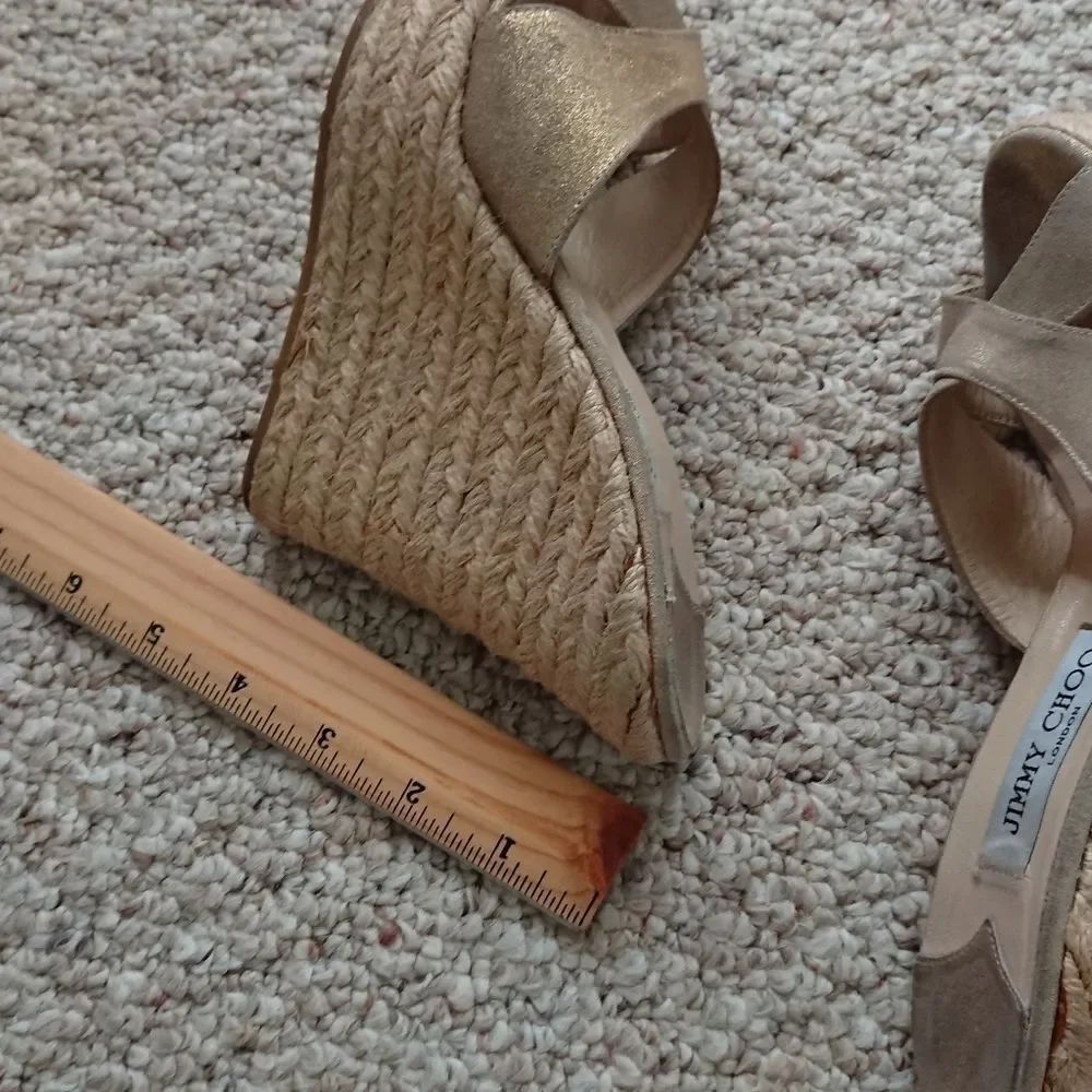 Jimmy Choo Glitter Phyllis Cross Strap wedges size 37.5